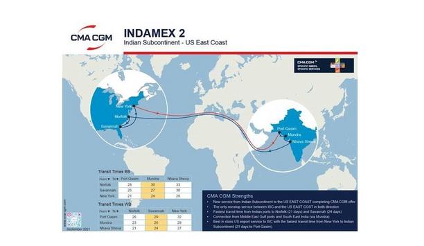 CMA CGM to launch INDAMEX 2 connecting the Indian Subcontinent with the US East Coast