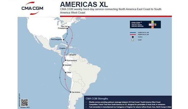 CMA CGM to launch a new service between US East Coast and West Coast South America