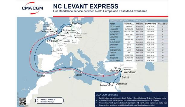CMA CGM introduces the new setup of its NC Levant service connecting North Europe with East Med/Levant area