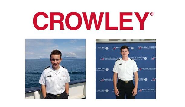 Crowley awards its Thomas B. Crowley Sr. Memorial Scholarships to SUNY Maritime College cadets, Justin Kern and Ryan Tobin