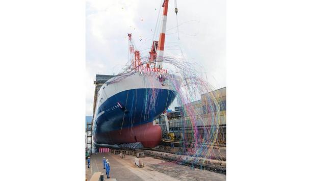 Mitsubishi Shipbuilding holds christening and launch ceremony in Shimonoseki for FERRY FUKUOKA