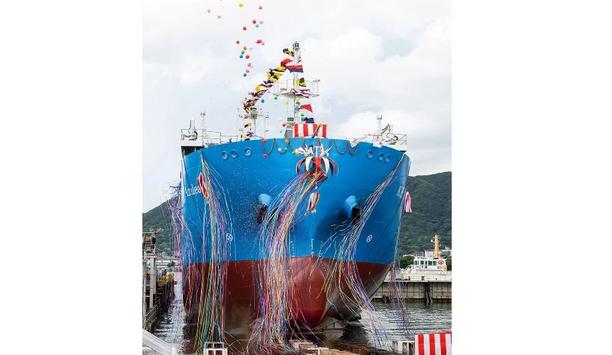 Mitsubishi Shipbuilding holds christening and launch ceremony in Shimonoseki for LNG bunkering vessel