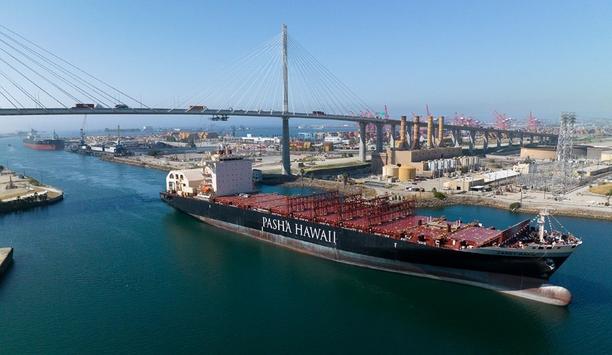 The Port of Long Beach welcomed the latest green container vessel to Pasha Hawaii’s fleet