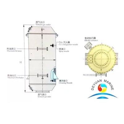 Deyuan Marine QFK1100-0.7 QFK Internal Bypass Type Exhaust Gas Thermal Oil Heater