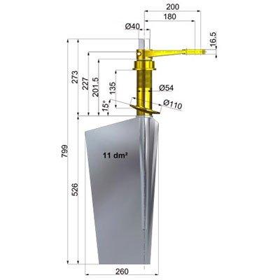 Italian Propellers TA40200-11 V Steel Rudders