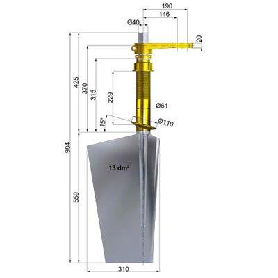 Italian Propellers TA40315-13 V Steel Rudders