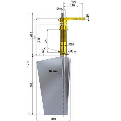 Italian Propellers TA40315-16 V Steel Rudders