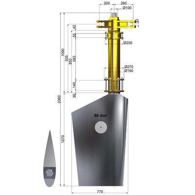 Italian Propellers TAS100850-80 U Steel Naca Rudders