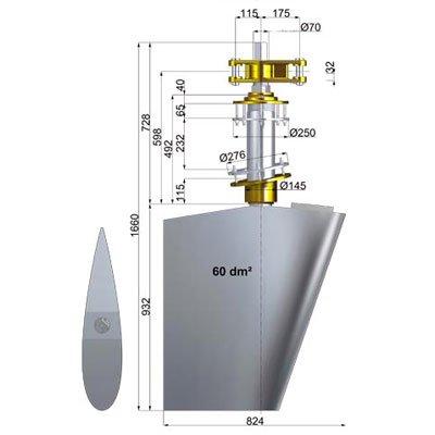 Italian Propellers TAS70492-60 U Steel Naca Rudders