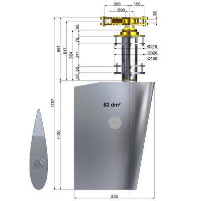 Italian Propellers TAS90524-82 U Steel Naca Rudders